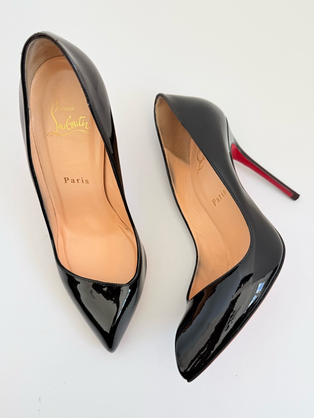 Christian Louboutin Corneille 100 Black Patent Leather Pumps Heels EU 38